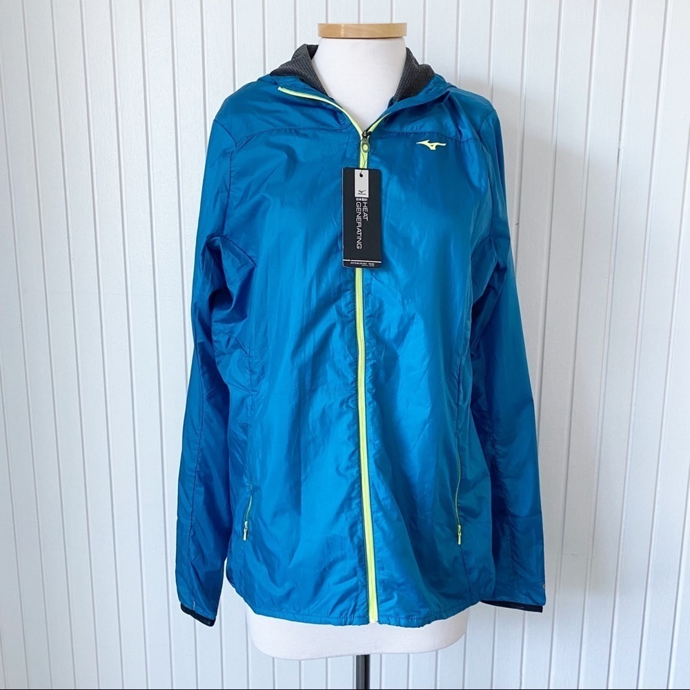 NWT Mizuno Blue Sapphire Heat Generating Hooded Jacket Coat Size XL